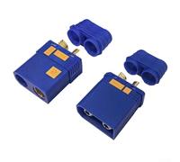 QS8-S - Conector de alta corriente para drones, 130 A, 600 V, nailon antiestático con contactos dorados de 8 mm, cable de 8-10 AWG, resistente al calor hasta 200 °C, negro y azul (juego azul)