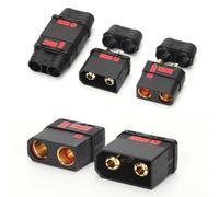 QS8-S+ Conector de alta corriente sin chispas 130 A 600 V para drones, antiestático, con contactos dorados, carcasa de nailon, negro/azul (juego negro)