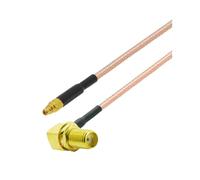 QSBVSO 2pcs / lote recto Mmcx Macho a Rp-sma Hembra 90 grados Rg316 Coleta Fpv Adaptador de antena Rf Cable de extensión coaxial 5cm-10m(SMA F90 to MMCX M,15CM)