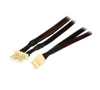 QSBVSO Negro Recubrimiento Net Corte 6 Pulgadas de 1 a 2 Madre a 4 Pin Molex procesador Caso 4 Pin Pwm. Ventilador de refrigeración Splitter Cable Adaptador Power Hub (30 cm, 3 Pin Splitter 1X2)