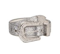 QSCTYG Cinturón unisex con tachuelas de diamantes y brillantes imitación for pantalones, vaqueros ropa informal(115cm,Silver)