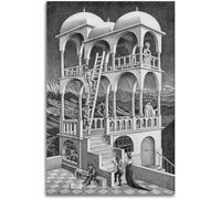 QSDTGHUIKP Belvedere de M. C. Escher Poster Ilusión óptica Lienzo Arte de pared M. C. Escher Pintura e impresiones para decoración de cuadros en casa 50x75cmx1 Sin marco
