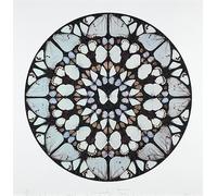 QSDTGHUIKP Círculo de mariposas blancas de Damien Hirst Pintura en lienzo Arte abstracto en la pared Cuadro de Damien Hirst Grabados y póster para decoración del hogar 40x40cm Sin marco