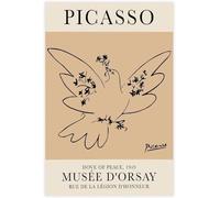 QSDTGHUIKP Colo of Peace de Pablo Picasso Póster Exposición de pintura minimalista en lienzo Arte mural Cuadro de Pablo Picasso Grabados para decoración del hogar 16x24 pulgadas sin marco