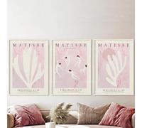 QSDTGHUIKP Exposición Henri Matisse Grabados en lienzo Recortes Matisse El cartel de baile Arte mural rosa pastel Pintura retro para decoración del hogar 16x24 pulgadas x 3 sin marco