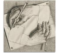QSDTGHUIKP Famoso póster de M.C Escher Vision Impresiones a color, ilustración abstracta de arte mural《The Hand》 Pintura de lienzo de M.C Escher para decoración del hogar 50x50cm sin enmarcar