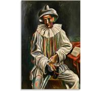 QSDTGHUIKP Harlequín sentado por Pablo Picasso Póster e impresiones Pablo Picasso Pintura en lienzo Arte mural vintage Cuadro cubista para decoración del hogar 16x24 pulgadas Sin marco