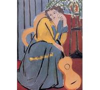 QSDTGHUIKP Henri Matisse Lienzo Arte de pared Mujer en amarillo y azul con una guitarra Impresiones Henri Matisse Póster y pintura para decoración de cuadros para el hogar 40x65cm Sin marco