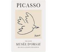 QSDTGHUIKP La Paloma de Pablo Picasso Póster Líneas minimalistas Pintura en lienzo Arte mural de animales Grabado de Pablo Picasso para decoración del hogar 16x24 pulgadas Sin marco