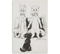QSDTGHUIKP L'enfant Terrible de Louis Wain Póster Dibujo vintage de lienzo en la pared Pintura de gatos adorable Grabados de Louis Wain para decoración de casas 40x65cmx1 sin marco