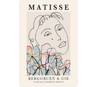QSDTGHUIKP Mujer de Henri Matisse, flor, póster de una línea, arte mural minimalista, grabados de Henri Matisse, pintura moderna de lienzo para el hogar, 40x65cm sin marco