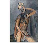 QSDTGHUIKP Mujer sentada de Pablo Picasso Póster Pintura cubista sobre lienzo Arte abstracto mural Cuadro de Pablo Picasso Grabados para decoración de dormitorio 50x80cm Sin marco