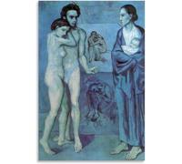 QSDTGHUIKP Periodo azul de Pablo Picasso Póster y grabados Pablo Picasso Pintura de lienzo Arte mural vintage Cuadro cubista para decoración del hogar 16x24 pulgadas Sin marco