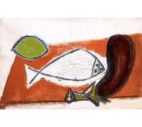QSDTGHUIKP Pescado y berenjena de Pablo Picasso Cartel de lienzo Pintura abstracta mural Grabados de Pablo Picasso para decoración de oficina 40x80cmx1 sin marco