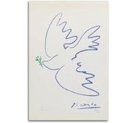 QSDTGHUIKP Pintura de Pablo Picasso《Paloma de la Paz》Póster Pablo Picasso Impresiones en Lienzo Arte Abstracto de Pared Azul para Decoración de Pared de Oficina en Casa 40x65cm Sin Marco