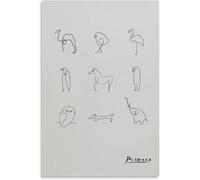 QSDTGHUIKP Póster de la línea de animales de Pablo Picasso Pintura minimalista de lienzo Arte en blanco en la pared Cuadro de Pablo Picasso Grabados para decoración del hogar 16x24 pulgadas Sin marco