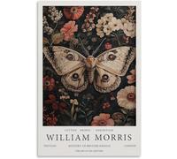 QSDTGHUIKP Póster de mariposa de William Morris Arte mural floral vintage Pintura abstracta en lienzo Grabados de William Morris para decoración del hogar 16x24 pulgadas sin marco