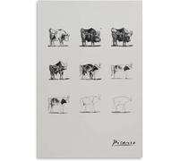 QSDTGHUIKP Póster de Pablo Picasso de The Bulls Line Pintura minimalista de lienzo Arte en blanco en la pared Cuadro de Pablo Picasso Grabados para la decoración del hogar 16x24 pulgadas Sin marco