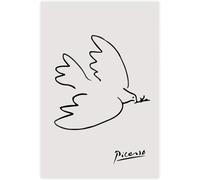 QSDTGHUIKP Póster de Pablo Picasso Dove of Peace Líneas minimalistas Pintura de lienzo Arte mural de animales Cuadro de Pablo Picasso Grabados para decoración de oficina 16x24 pulgadas sin marco