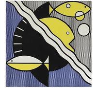QSDTGHUIKP Póster de Roy Lichtenstein Arte de pared de peces adorables Grabados de Roy Lichtenstein Pop Pintura en lienzo Moderno para oficina Decoración de pared 40x40cm Sin marco