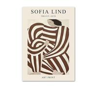 QSDTGHUIKP Póster de Sofia Lind Cuadro de lienzo azul curva de chica pijama Pintura mural de Sofia Lind Estampados de chica bohemia Imagen de moda para decoración de dormitorio 40x55cm sin marco