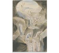 QSDTGHUIKP Póster de William Blake《El descenso en》pintura en lienzo Arte mural vintage Grabados de William Blake para decoración de oficina en casa 40x55cmx1 sin marco