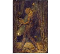 QSDTGHUIKP Póster de William Blake《El fantasma de una pulga》Pintura de lienzo Arte mural vintage de William Blake para decoración de despacho en casa 40x55cmx1 sin marco