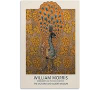 QSDTGHUIKP Póster del pavo real de William Morris Arte mural de plantas vintage Pintura de lienzo de animales vintage Grabados de William Morris para decoración de casas 16x24 pulgadas sin marco