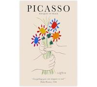 QSDTGHUIKP Póster del Ramo de la Paz de Pablo Picasso Pintura minimalista en lienzo Arte mural floral Grabado de Pablo Picasso para decoración de oficina 16x24 pulgadas sin marco