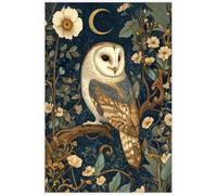 QSDTGHUIKP Póster e impresiones de William Morris Pintura de lienzo de lechuza y flores Arte mural de William Morris Cuadro retro para la decoración mural de 16x24 pulgadas sin marco