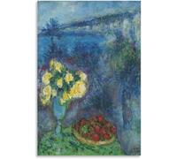 QSDTGHUIKP Pósters de Marc Chagall《Fleurs Et Fruits Devant》Pintura en lienzo Arte mural de Marc Chagal Impresiones abstractas para el hogar Decoración mural 40x55cmx1 sin enmarcar