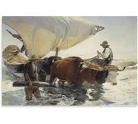 QSDTGHUIKP Regresando de la pesca por Joaquin Sorolla Póster y Grabados Joaquin Sorolla Arte de Pared en Lienzo Pintura Retro para Decoración de Imagen del Hogar 60x90cm Sin Marco