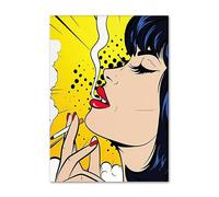 QSDTGHUIKP Roy Lichtenstein Pop Girl Fumando Póster Roy Lichtenstein Lápiz labial rojo Lienzo Arte de pared Impresiones estéticas y pintura para decoración del hogar 40x55cm Sin marco