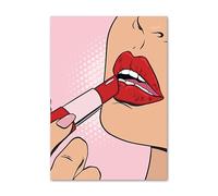 QSDTGHUIKP Roy Lichtenstein Pop Girl Poster Roy Lichtenstein Lápiz labial rojo Lienzo Arte de pared Roy Lichtenstein Impresiones y pintura para decoración del hogar 40x55cm Sin marco