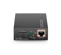 QSFPTEK Convertidor de medios Gigabit Ethernet PoE+ de 1G, convertidor de fibra a Ethernet con 1 ranura SFP 10/100/1000Base-T a 1 ranura SFP 100/1000Base-X, CA 100 V ~ 240 V o CC 5 ~ 12 V opcional