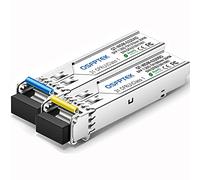 QSFPTEK transceptor BIDI WDM del módulo 1.25G SFP, transceptor Tx1310/Rx1550nm de la fibra del simplex LC DDM de los 20KM para Cisco GLC-BX-20U, Cisco GLC-BX-20D, Ubiquiti, Mikrotik, D-Link,