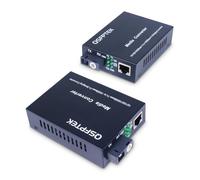 QSFPTEK Un par de convertidores de medios Bidi Gigabit de 1,25 G/s, 10/100/1000Base-Tx a cubierta Ethernet de fibra 1000Base-FX, transceptor SC Bidi monomodo TX1310nm/TX1550nm, 20 km
