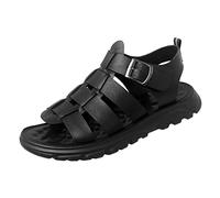 QSFZ Men's Classic Sandals Fisherman Sandal Open Toe Adjustable Leather Water Resistant Walking Sandals (Color : Negro, Size : 38 EU)