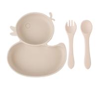 Qshare Individual de Silicona Para Bebés,Platos de silicona para bebé con Ventosa,Para Niños Pequeños Bebés Niños con fuerte succión Se adapta a la Mayoría Bandejas Para Tronas (Beige)