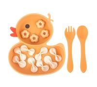 Qshare Individual de Silicona Para Bebés,Platos de silicona para bebé con Ventosa,Para Niños Pequeños Bebés Niños con fuerte succión Se adapta a la Mayoría Bandejas Para Tronas (Naranja)