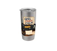 QSL CARD CALM Radio Tarjeta Estación Vaso térmico de acero inoxidable de doble pared