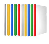 QSLKI 10 Piezas Transparente A4 Cubiertas para informes con Barra Deslizante, Carpetas Dossier de Presentación, útiles Escolares de Oficina Currículum Vitae Transparente