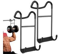 QSLKI 2 soportes de mancuernas, capacidad hasta 102 kg, ganchos y lengua para barra, fitness, pecho y hombros con correas de muñeca