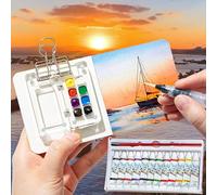 QSLKI 5PCS Juego de Paleta de Acuarela de Viaje, Pigmentos de 12 Colores, Kit de Paleta de Acuarela en Miniatura, Mini Paleta Pintura Portátiles Paleta, Bocetos, Paleta Magnética Plegable