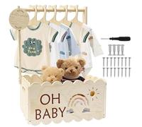 QSLKI Caja de Madera Cesta de Ducha Para Bebés, Armario de Cesta de Regalo Para Bebés Con Armario de Mango, Bolsa de Lavado Para Bebés, Adecuada Para Padres Novatos Embarazadas, Almacenamiento de La