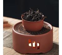 QSLKI Cerámica De Calentador De Tetera, Calentador De Té con Portavelas, Calentador De Café, Calentador De Cerámica para Tetera, Redonda con Candelabro, Apto para Teteras y Cafeteras