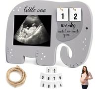 QSLKI Marco De Fotos Primer Ecografía Bebé, Ecografía De Bebé Portarretrato De Madera, Ultrasonido Sonograma De Imagen De Madera, Fotos Con Semanas De Cuenta Regresiva Parabebés Futuros Padres