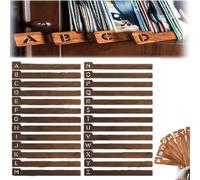 Qsnailfrr 26 registros de madera para discos de vinilo alfabéticos A-Z - Organizador de CD/DVD
