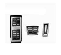 Qsnfda Cubierta Pedal Coche Cubre Pedales Antideslizantes de Aluminio para Transporter para Multivan para T7 2022-2025 AT MT Sin Taladro Plata Negro Fundas Pedales Coche(AT 3pcs with Rest)