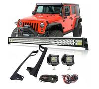 Qsnfda Faro Principal Para Jeep Para Wrangler JK 2007-2018 Barra De Luces Antiniebla LED De 52 Pulgadas Y 700 W Con Soporte De Montaje En Techo Faros Principales